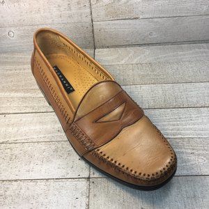 Rare Magnanni Hand Sewn TwoTone Brown Penny Loafer